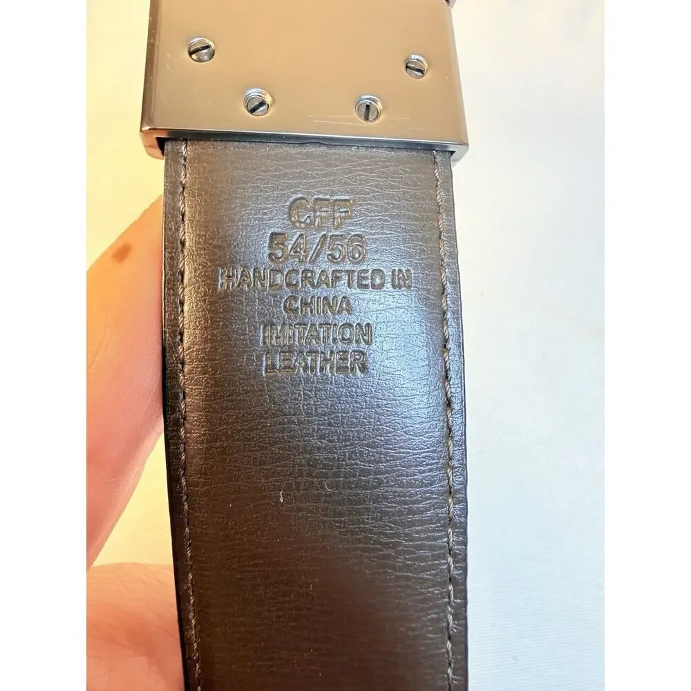 Men’s CFF Faux Black Leather Belt Size 54/56 1 1/2 Width